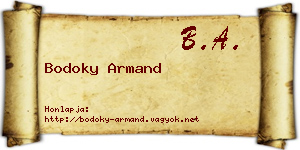 Bodoky Armand névjegykártya